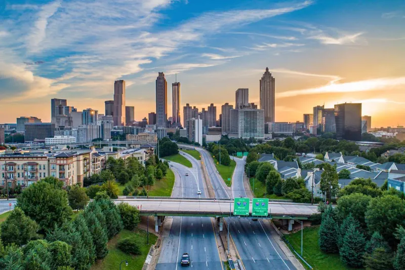 Atlanta skyline at sunset, serving bookkeeping clients across the Atlanta metro